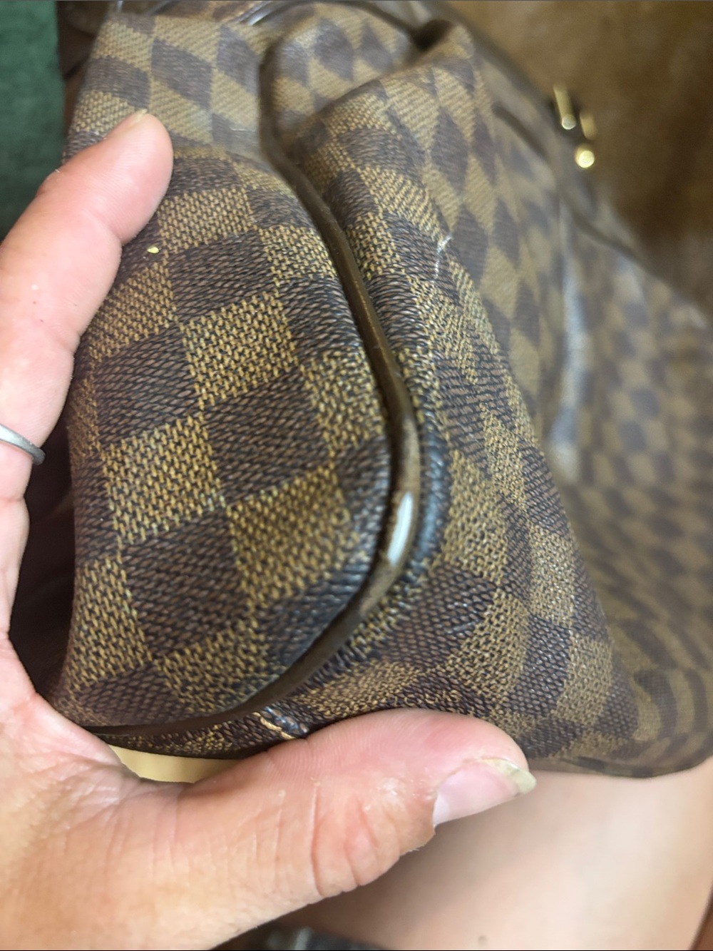 Large leather checkered gm sized bag - Picture 9 of 14